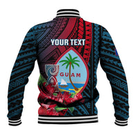 Personalized Guam Baseball Jacket Latte Stone Mix Bougainvillea Polynesian Pattern LT05 - Polynesian Pride