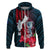 Personalized Guam Hoodie Latte Stone Mix Bougainvillea Polynesian Pattern LT05 Zip Hoodie Blue - Polynesian Pride