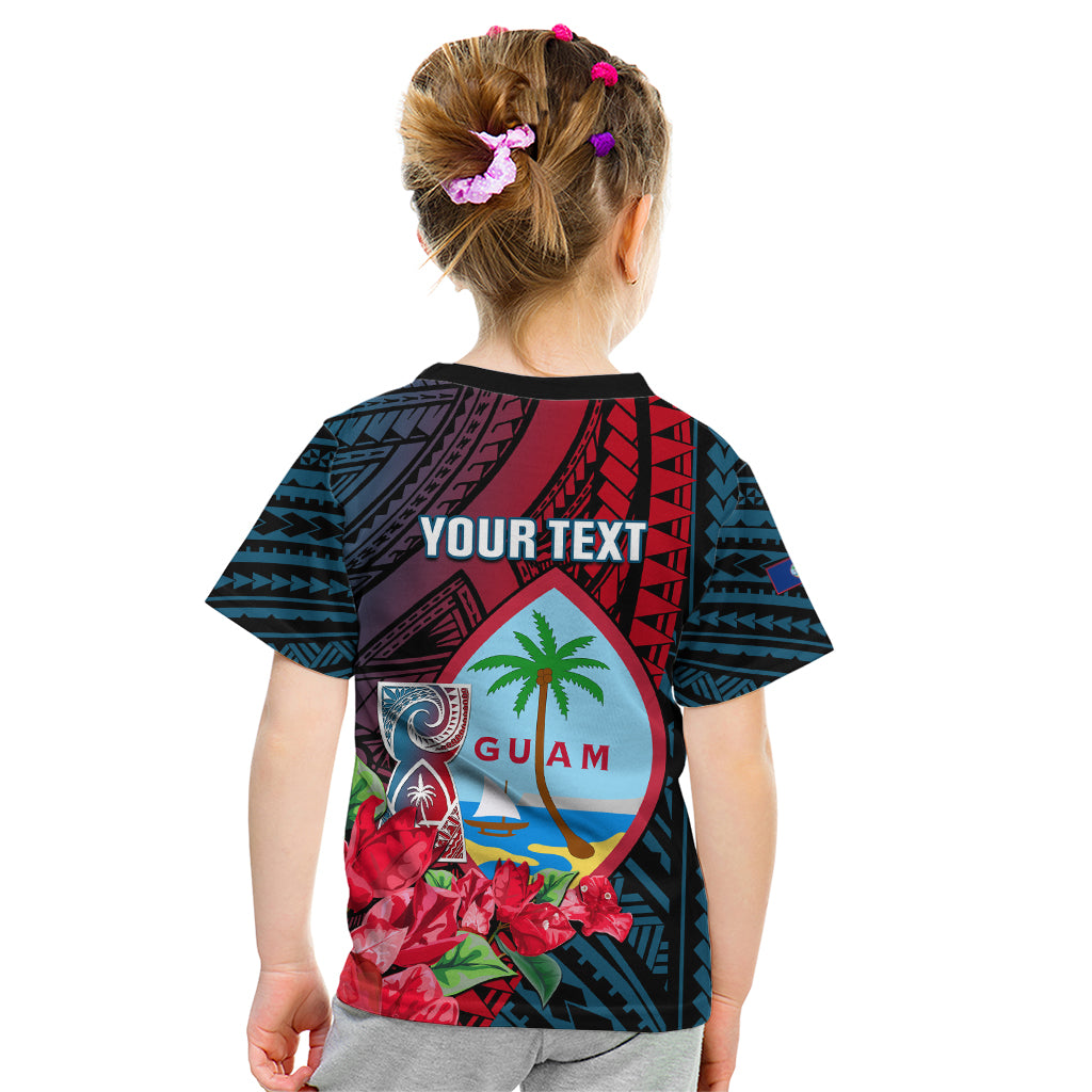 Personalized Guam Kid T Shirt Latte Stone Mix Bougainvillea Polynesian Pattern LT05 - Polynesian Pride