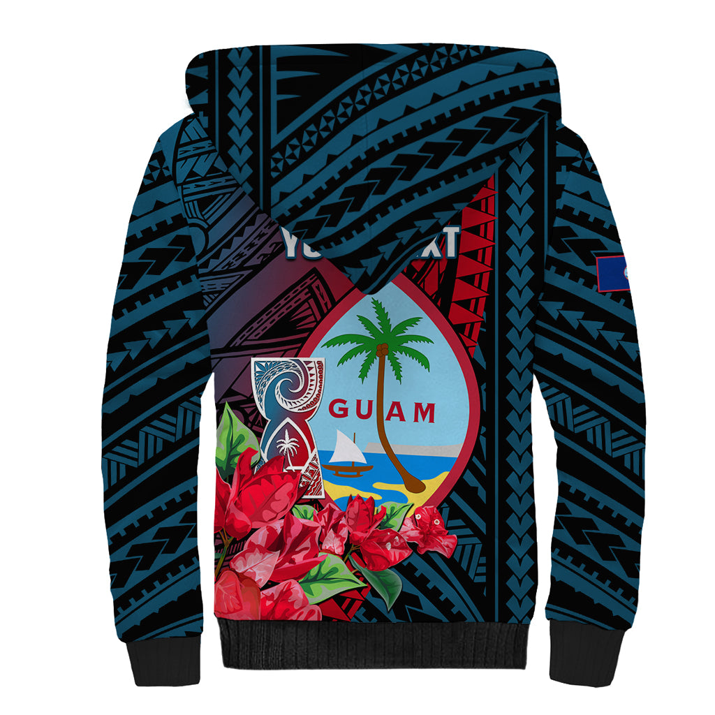 Personalized Guam Sherpa Hoodie Latte Stone Mix Bougainvillea Polynesian Pattern LT05 - Polynesian Pride