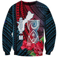 Personalized Guam Sweatshirt Latte Stone Mix Bougainvillea Polynesian Pattern LT05 Unisex Blue - Polynesian Pride
