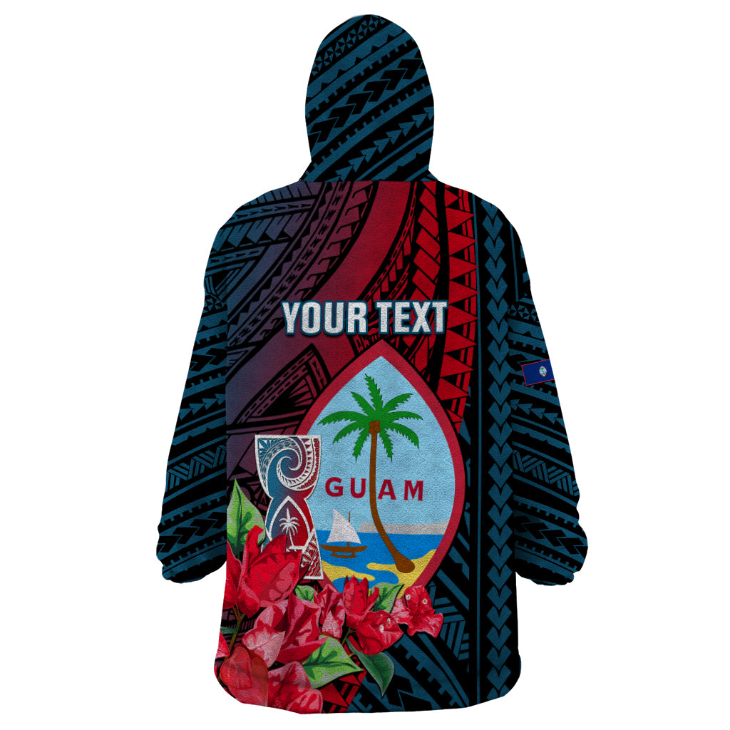 Personalized Guam Wearable Blanket Hoodie Latte Stone Mix Bougainvillea Polynesian Pattern LT05 - Polynesian Pride