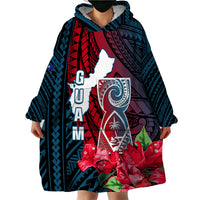 Personalized Guam Wearable Blanket Hoodie Latte Stone Mix Bougainvillea Polynesian Pattern LT05 - Polynesian Pride
