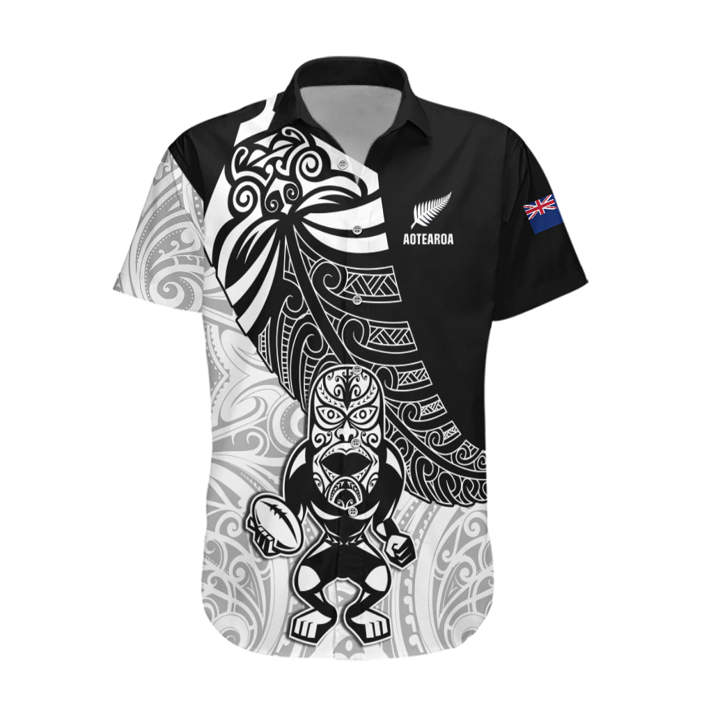 Custom New Zealand Fern Rugby Hawaiian Shirt World Cup 2023 Go Aotearoa Maori Pattern LT05 Black - Polynesian Pride