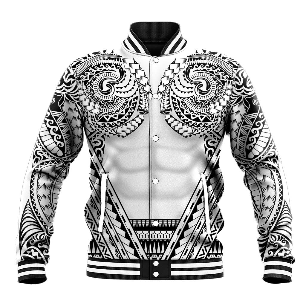 Polynesian Tattoo Inspired Cosplay Costume Baseball Jacket Tribal Warrior White LT05 Unisex White - Polynesian Pride