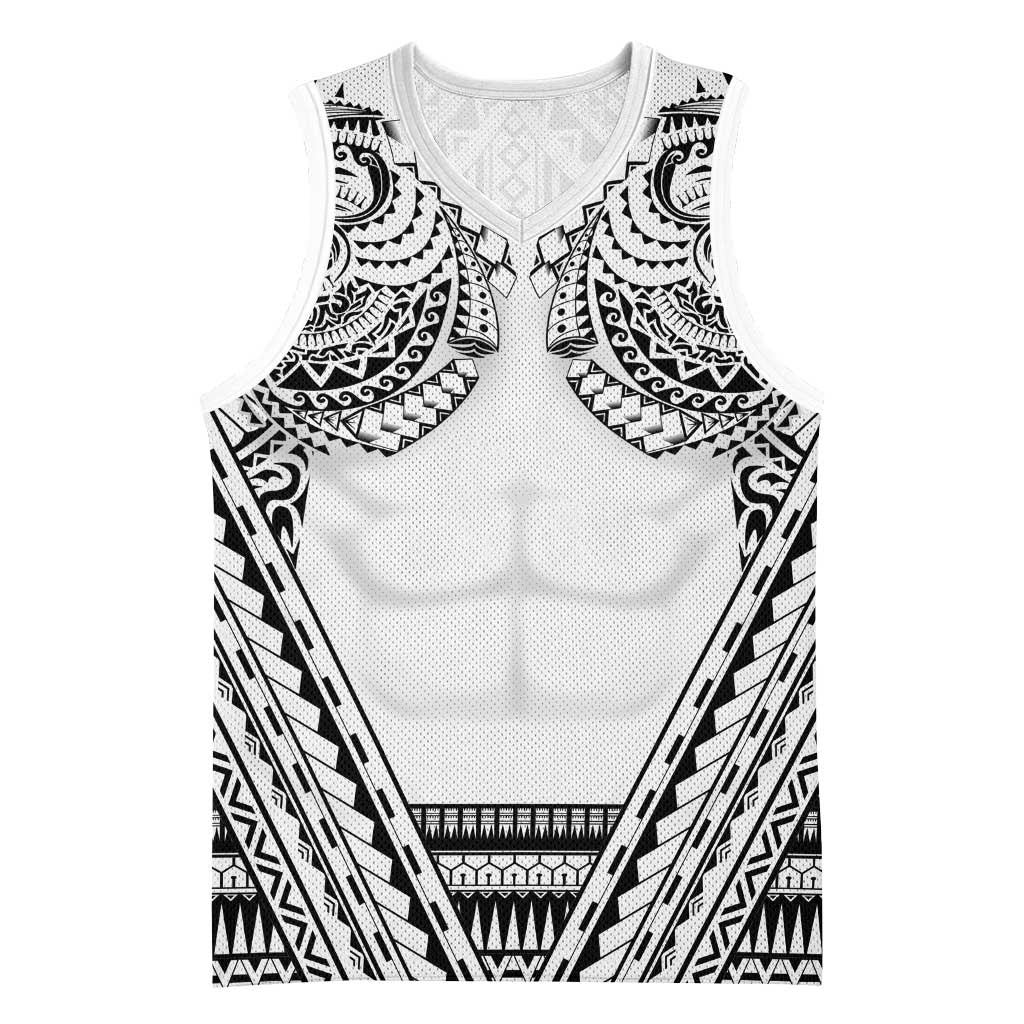 Polynesian Tattoo Inspired Cosplay Costume Basketball Jersey Tribal Warrior White LT05 Unisex White - Polynesian Pride