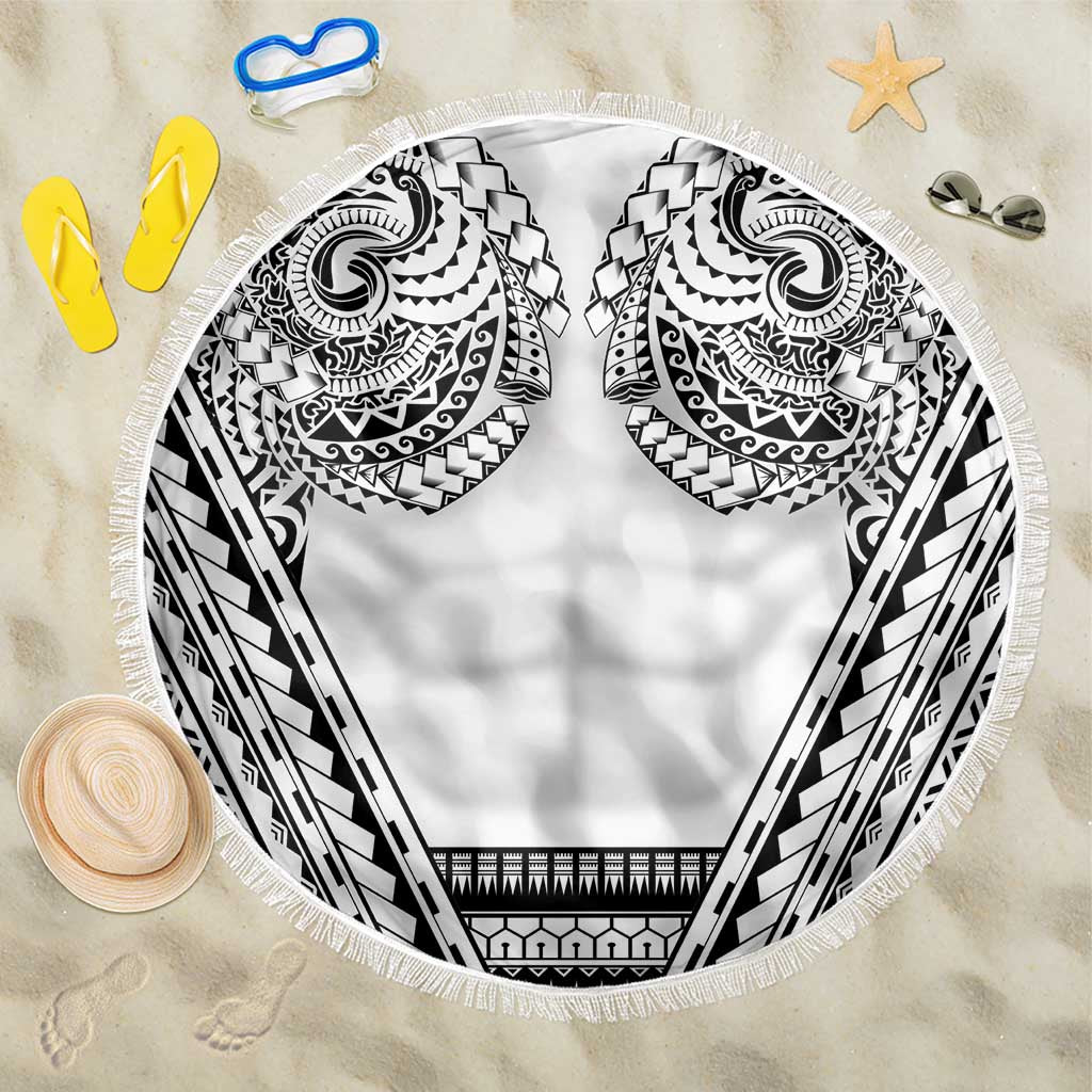 Polynesian Tattoo Inspired Cosplay Costume Beach Blanket Tribal Warrior White LT05 One Size 150cm White - Polynesian Pride