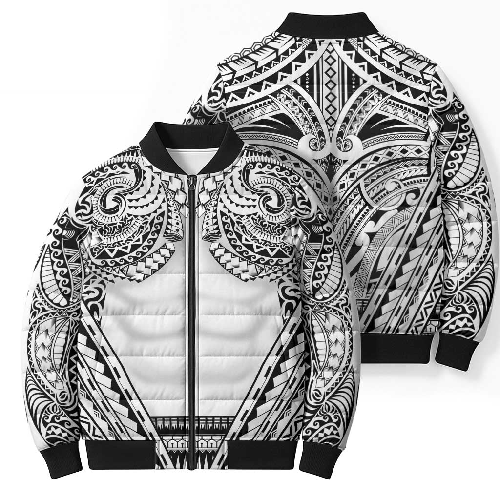 Polynesian Tattoo Inspired Cosplay Costume Bomber Puffer Jacket Tribal Warrior White LT05 - Polynesian Pride
