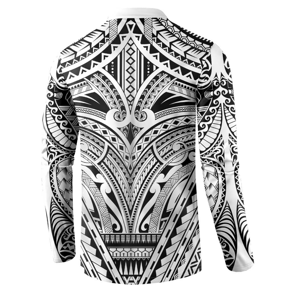 Polynesian Tattoo Inspired Cosplay Costume Button Sweatshirt Tribal Warrior White LT05 - Polynesian Pride