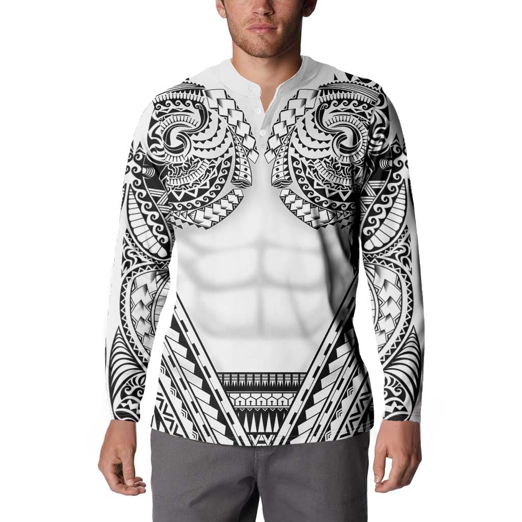 Polynesian Tattoo Inspired Cosplay Costume Button Sweatshirt Tribal Warrior White LT05 - Polynesian Pride