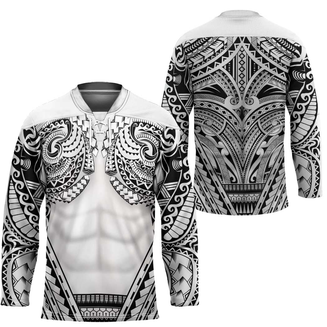 Polynesian Tattoo Inspired Cosplay Costume Hockey Jersey Tribal Warrior White LT05 - Polynesian Pride