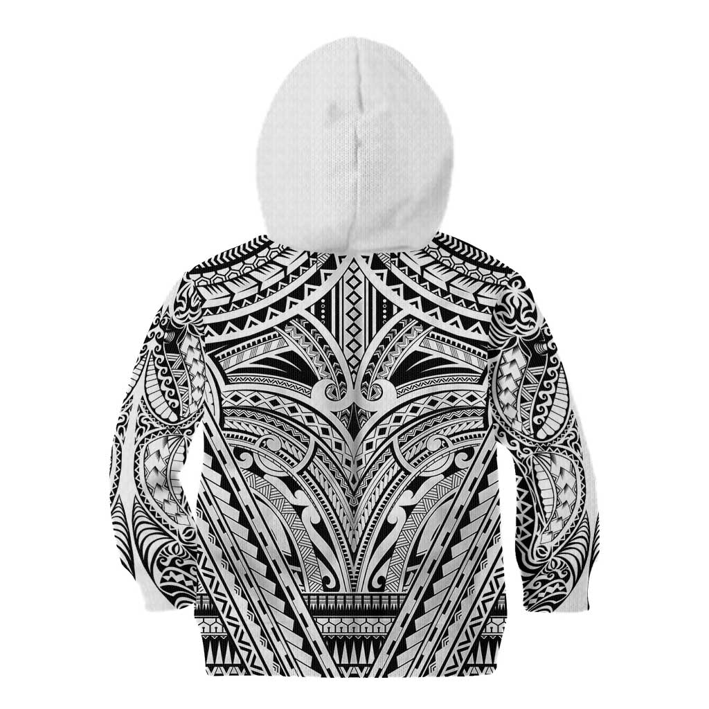 Polynesian Tattoo Inspired Cosplay Costume Kid Hoodie Tribal Warrior White - Polynesian Pride
