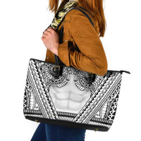 Polynesian Tattoo Inspired Cosplay Costume Leather Tote Bag Tribal Warrior White - Polynesian Pride