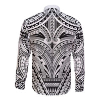 Polynesian Tattoo Inspired Cosplay Costume Long Sleeve Button Shirt Tribal Warrior White LT05 - Polynesian Pride