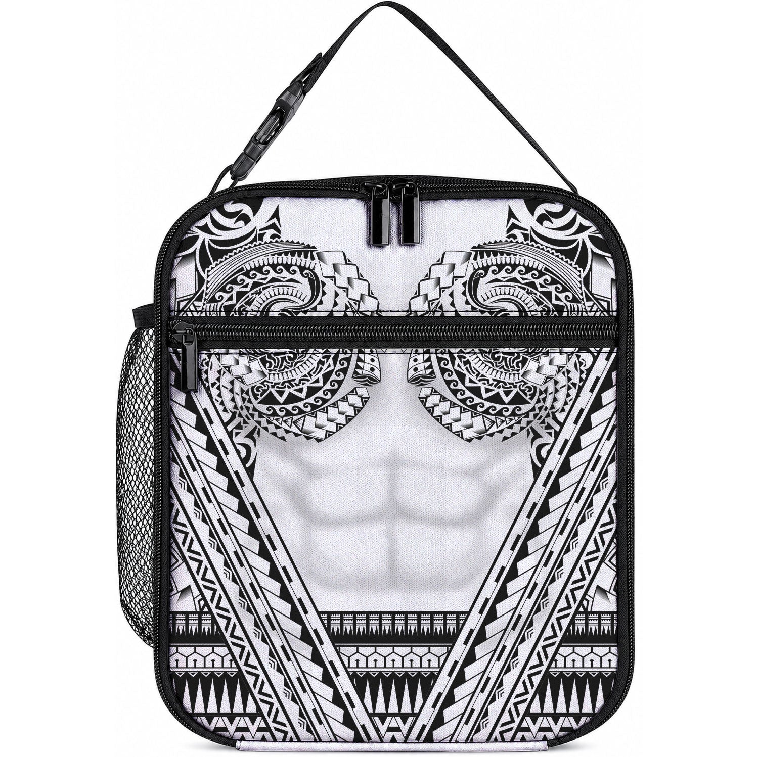 Polynesian Tattoo Inspired Cosplay Costume Lunch Bag Tribal Warrior White