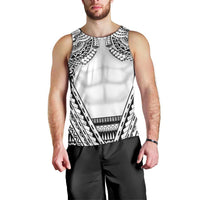 Polynesian Tattoo Inspired Cosplay Costume Men Tank Top Tribal Warrior White - Polynesian Pride