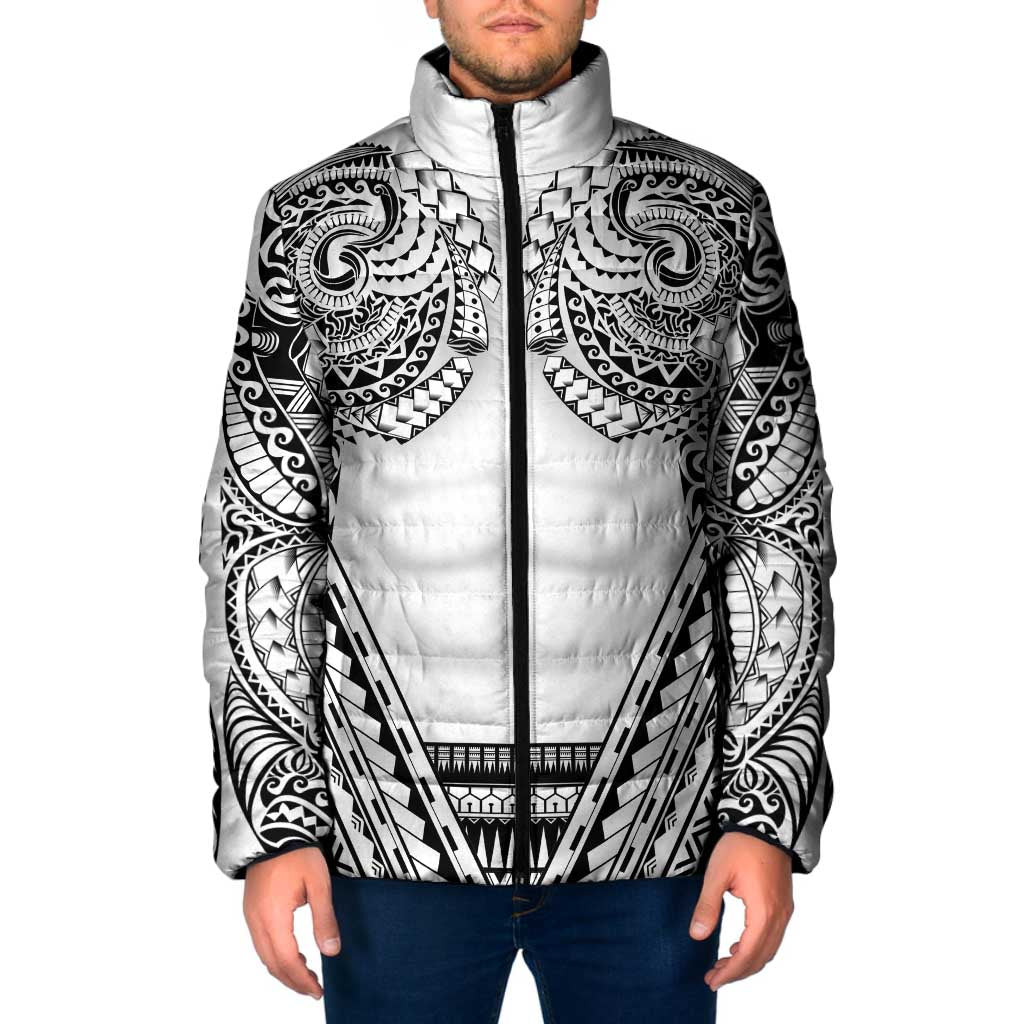Polynesian Tattoo Inspired Cosplay Costume Padded Jacket Tribal Warrior White LT05 Men White - Polynesian Pride