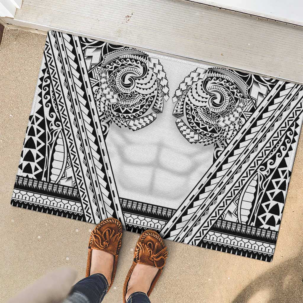 Polynesian Tattoo Inspired Cosplay Costume Rubber Doormat Tribal Warrior White LT05 - Polynesian Pride