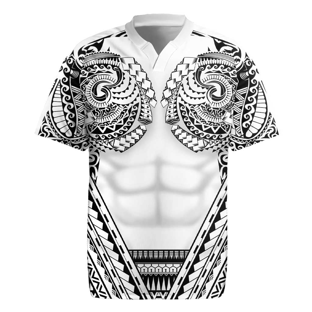 Polynesian Tattoo Inspired Cosplay Costume Rugby Jersey Tribal Warrior White LT05 White - Polynesian Pride