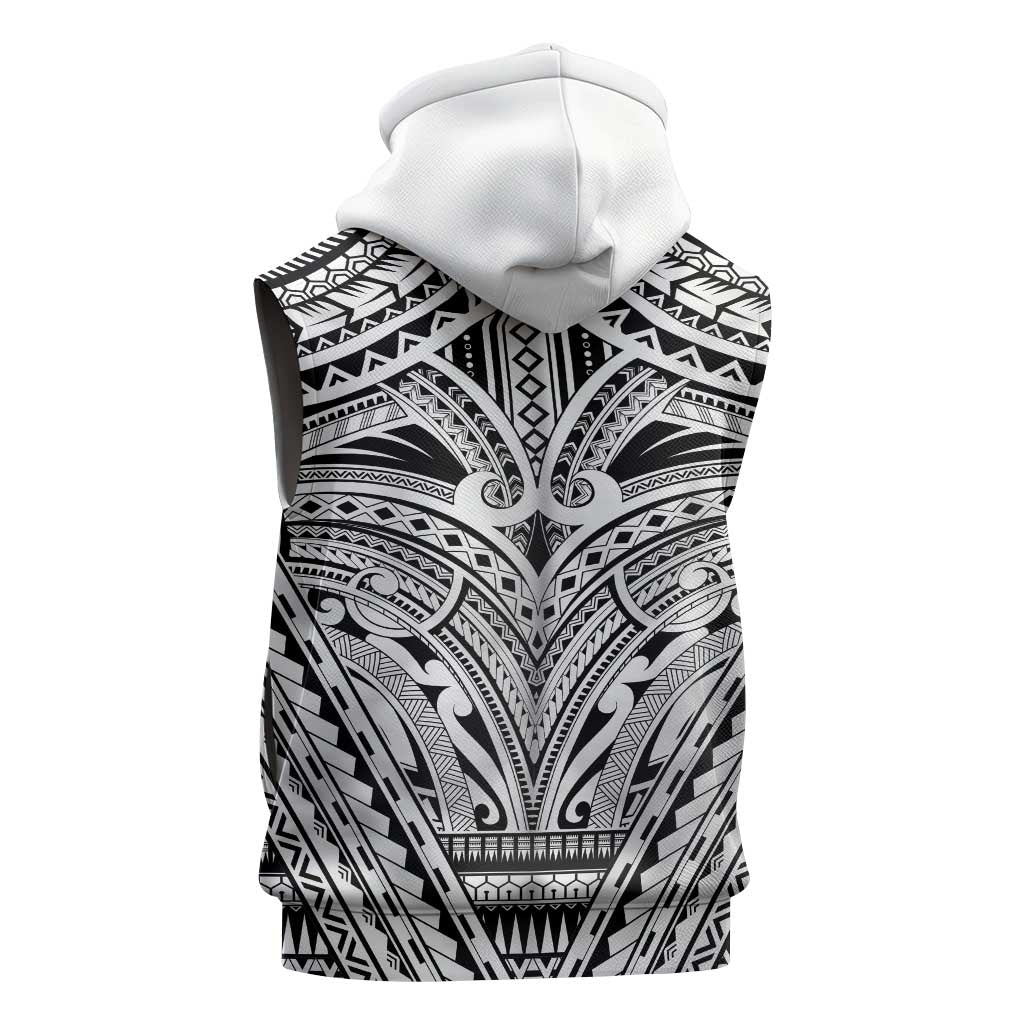 Polynesian Tattoo Inspired Cosplay Costume Sleeveless Hoodie Tribal Warrior White LT05 - Polynesian Pride