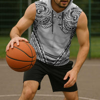 Polynesian Tattoo Inspired Cosplay Costume Sleeveless Hoodie Tribal Warrior White LT05 - Polynesian Pride