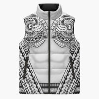Polynesian Tattoo Inspired Cosplay Costume Sleeveless Puffer Jacket Tribal Warrior White LT05 Unisex White - Polynesian Pride