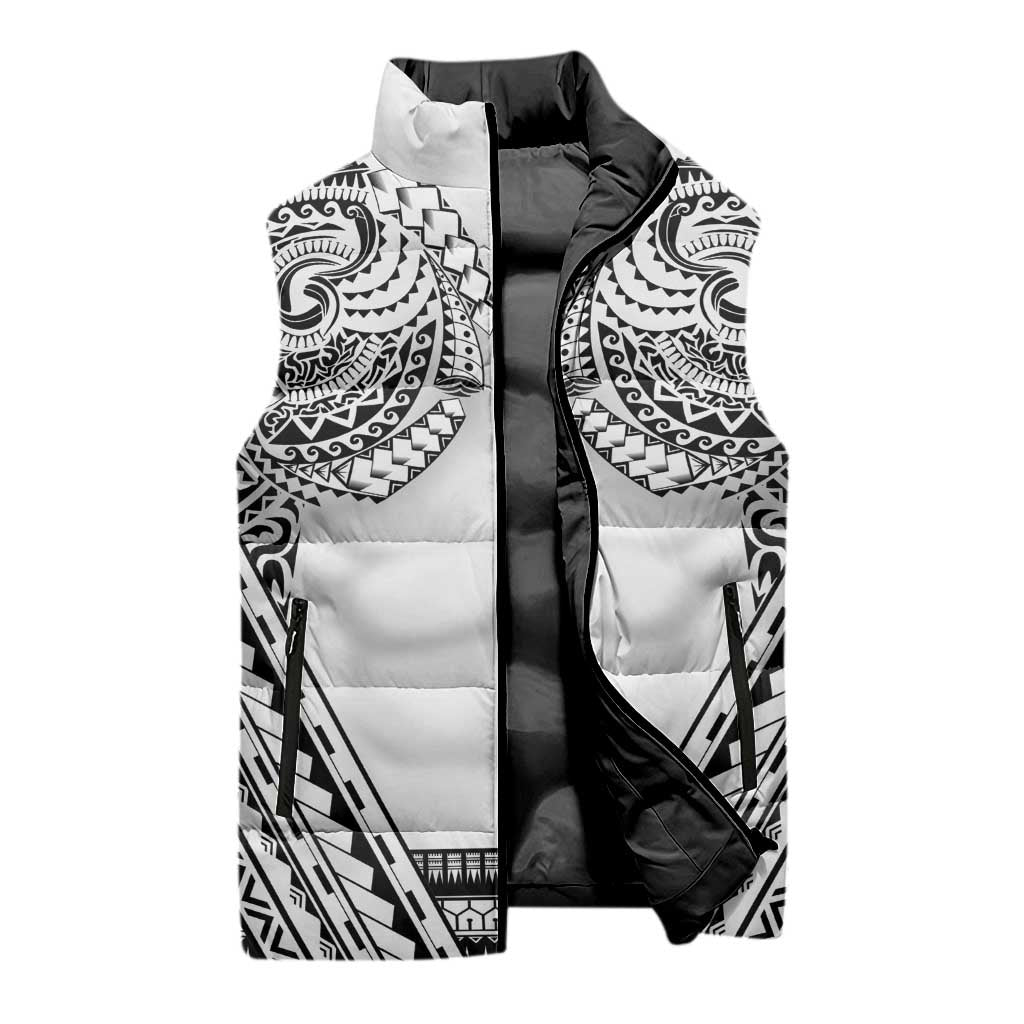 Polynesian Tattoo Inspired Cosplay Costume Sleeveless Puffer Jacket Tribal Warrior White LT05 - Polynesian Pride