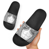Polynesian Tattoo Inspired Cosplay Costume Slide Sandals Tribal Warrior White - Polynesian Pride