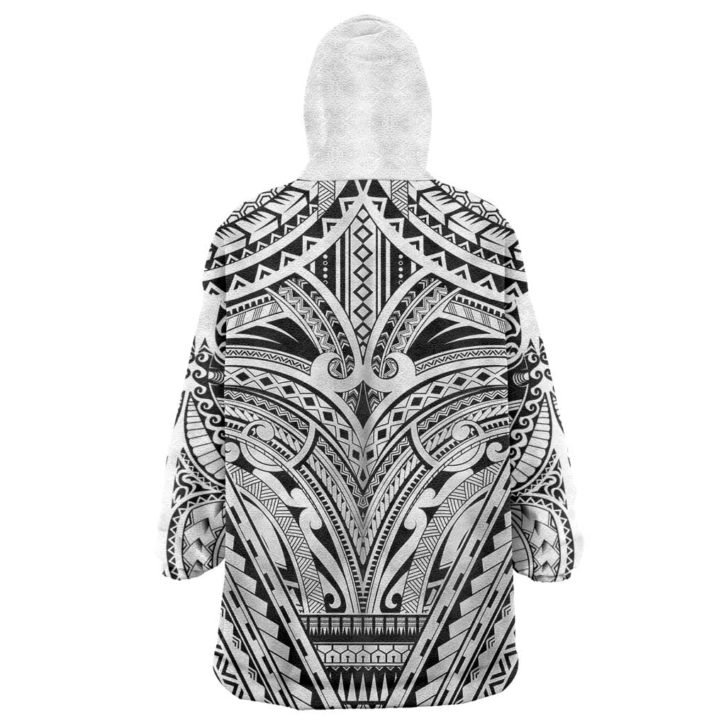 Polynesian Tattoo Inspired Cosplay Costume Wearable Blanket Hoodie Tribal Warrior White LT05 - Polynesian Pride
