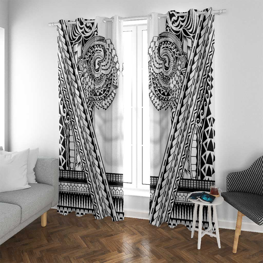 Polynesian Tattoo Inspired Cosplay Costume Window Curtain Tribal Warrior White - Polynesian Pride