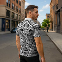 Polynesian Tattoo Inspired Cosplay Costume Zipper Polo Shirt Tribal Warrior White LT05 - Polynesian Pride