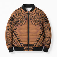 Polynesian Tattoo Inspired Cosplay Costume Bomber Puffer Jacket Tribal Warrior LT05 Unisex Brown - Polynesian Pride