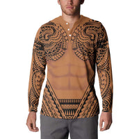 Polynesian Tattoo Inspired Cosplay Costume Button Sweatshirt Tribal Warrior LT05 - Polynesian Pride