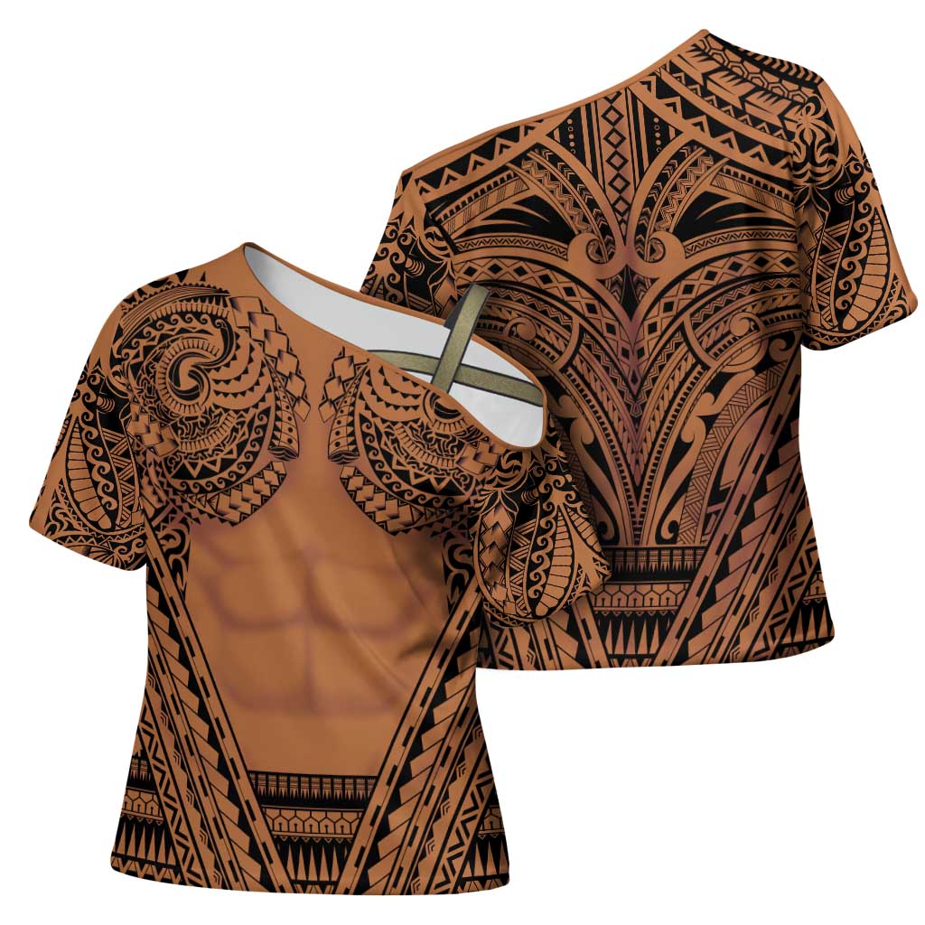 Polynesian Tattoo Inspired Cosplay Costume Cross Shoulder Shirt Tribal Warrior LT05 - Polynesian Pride