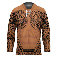 Polynesian Tattoo Inspired Cosplay Costume Hockey Jersey Tribal Warrior LT05 Unisex Brown - Polynesian Pride
