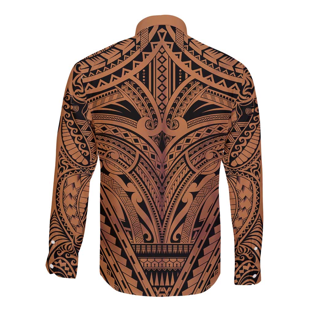 Polynesian Tattoo Inspired Cosplay Costume Long Sleeve Button Shirt Tribal Warrior LT05 - Polynesian Pride