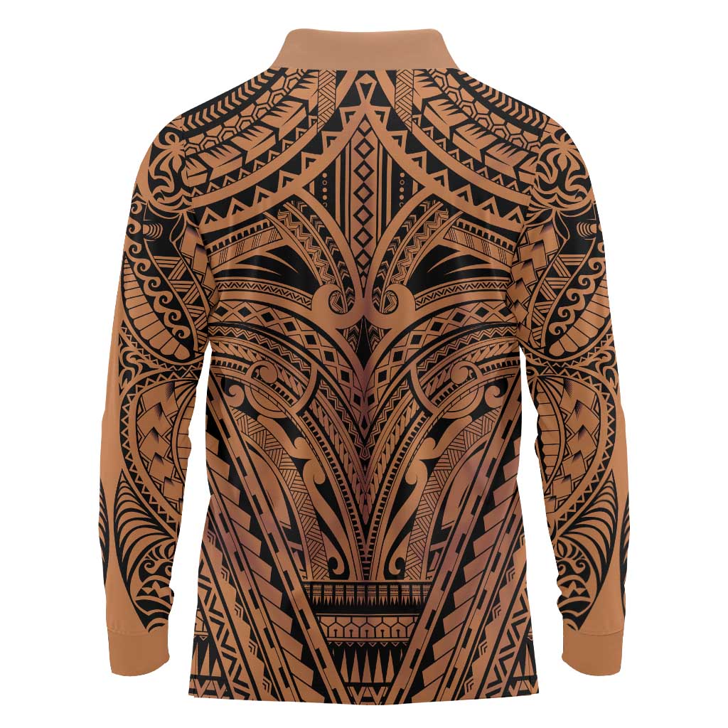 Polynesian Tattoo Inspired Cosplay Costume Long Sleeve Polo Shirt Tribal Warrior LT05 - Polynesian Pride