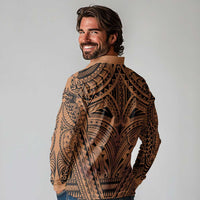 Polynesian Tattoo Inspired Cosplay Costume Long Sleeve Polo Shirt Tribal Warrior LT05 - Polynesian Pride