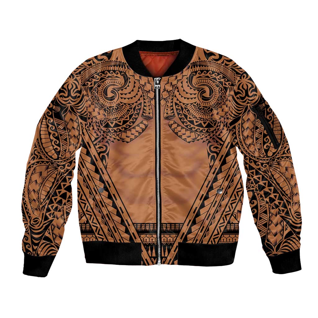 Polynesian Tattoo Inspired Cosplay Costume Sleeve Zip Bomber Jacket Tribal Warrior - Polynesian Pride
