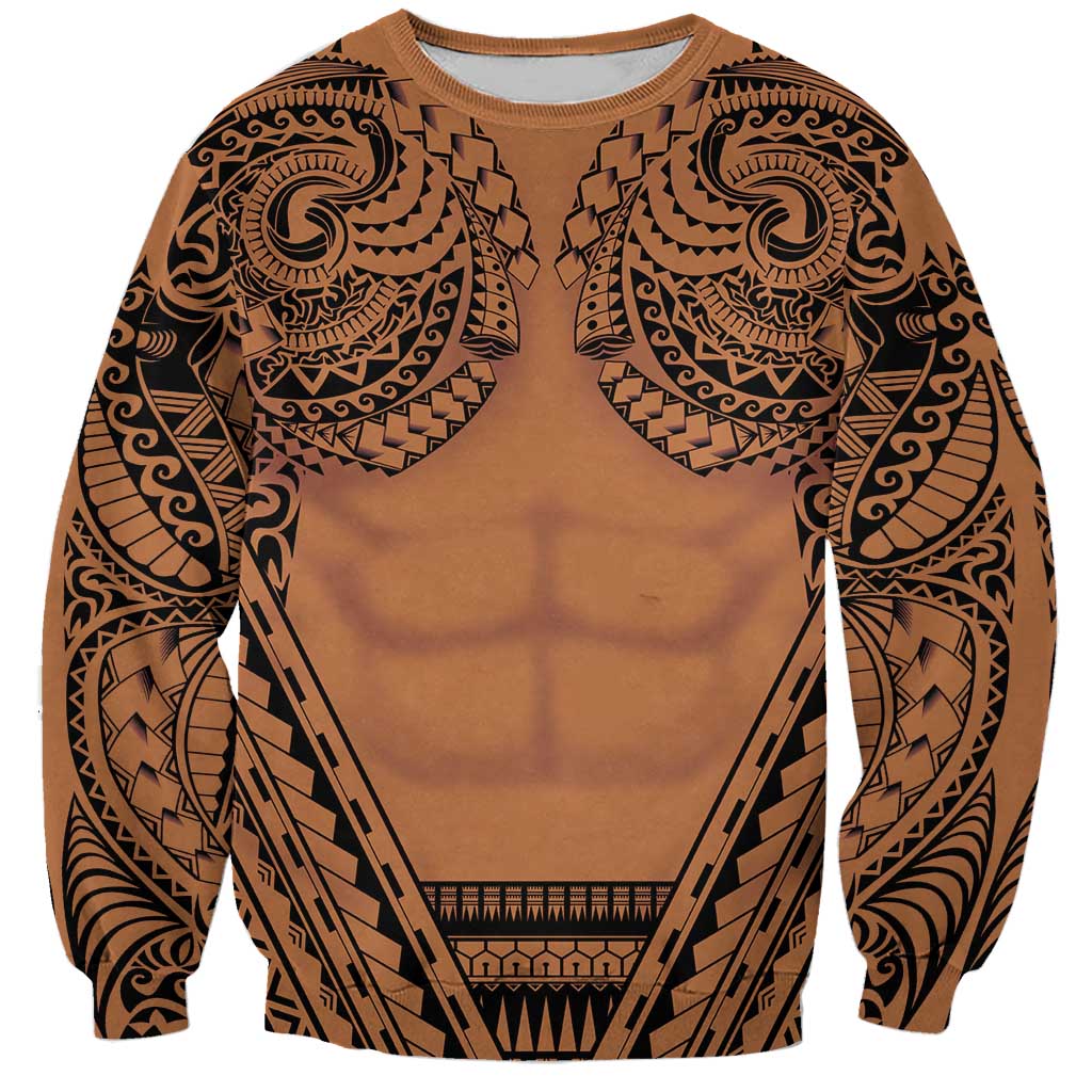 Polynesian Tattoo Inspired Cosplay Costume Sweatshirt Tribal Warrior LT05 Unisex Brown - Polynesian Pride