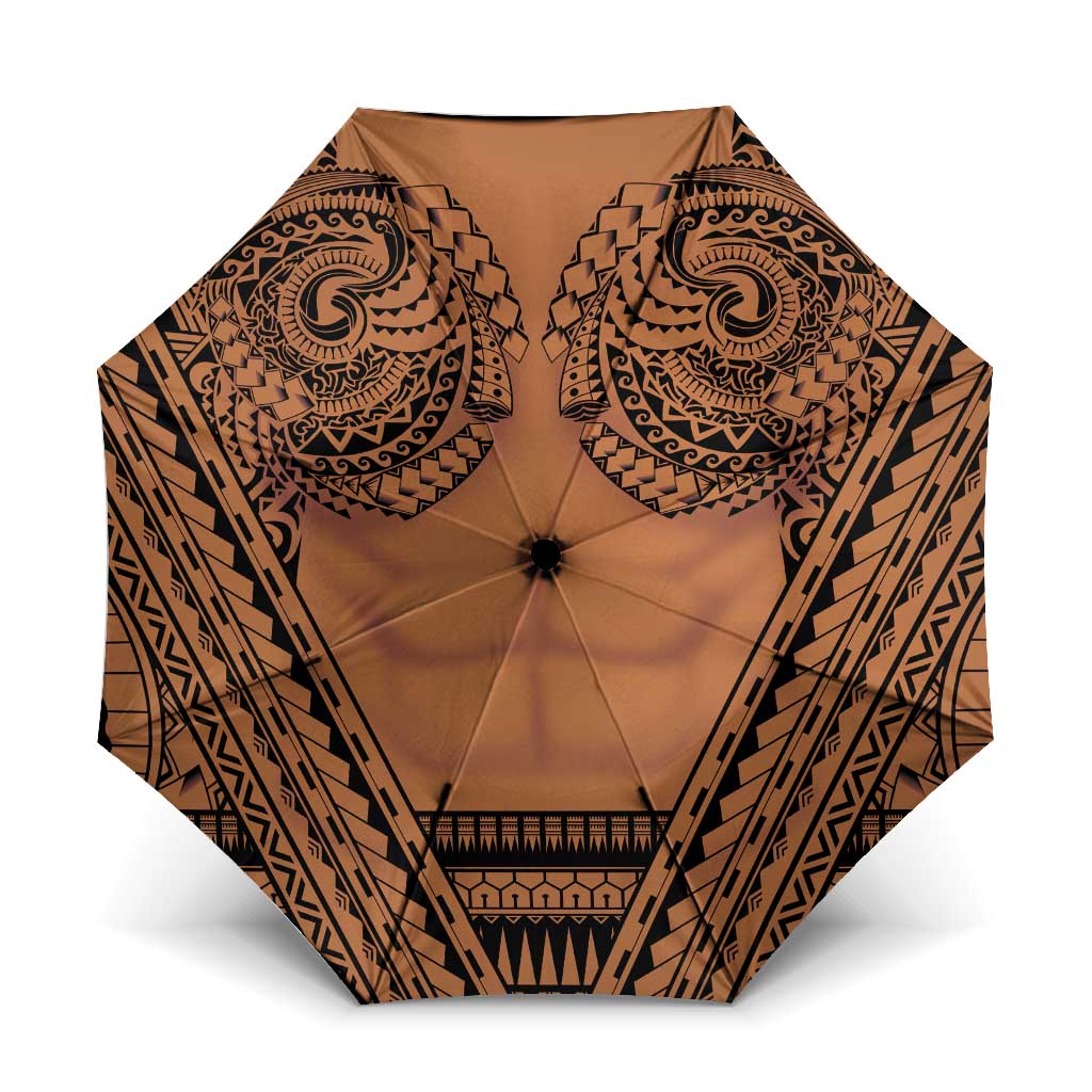 Polynesian Tattoo Inspired Cosplay Costume Umbrella Tribal Warrior LT05 One Size Folded 11.42 inch Opened Diameter 37.4 inch Brown - Polynesian Pride
