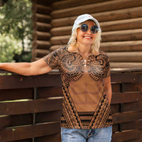 Polynesian Tattoo Inspired Cosplay Costume Women Polo Shirt Tribal Warrior - Polynesian Pride