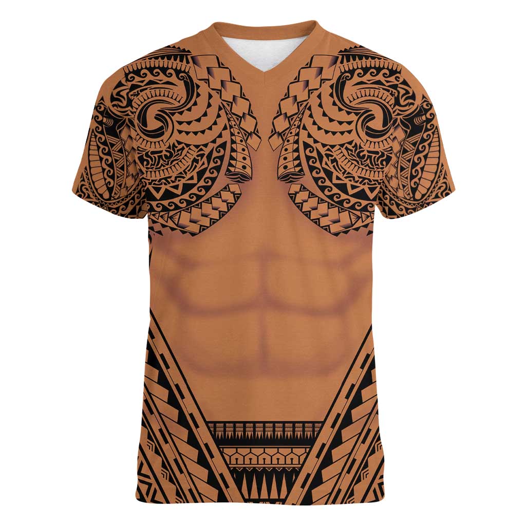 Polynesian Tattoo Inspired Cosplay Costume Women V-Neck T-Shirt Tribal Warrior - Polynesian Pride