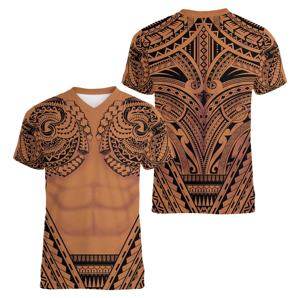 Polynesian Tattoo Inspired Cosplay Costume Women V-Neck T-Shirt Tribal Warrior - Polynesian Pride