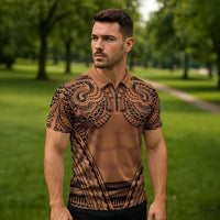 Polynesian Tattoo Inspired Cosplay Costume Zipper Polo Shirt Tribal Warrior LT05 - Polynesian Pride