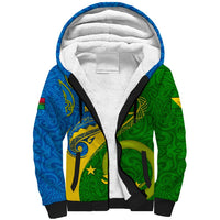 Malampa Day Sherpa Hoodie Sand Drawing Vanuatuan Pattern LT05 Unisex Green - Polynesian Pride
