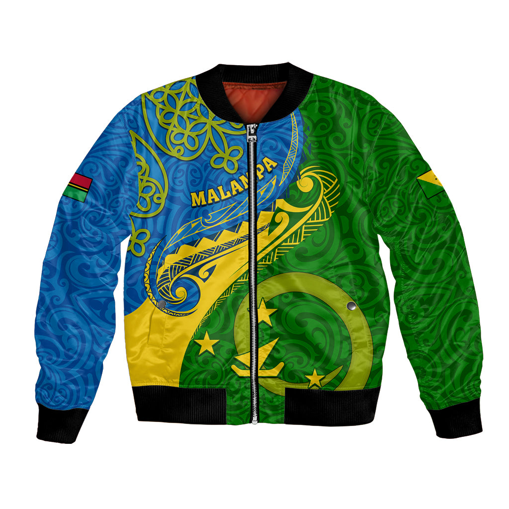 Personalized Malampa Day Bomber Jacket Sand Drawing Vanuatuan Pattern LT05 Unisex Green - Polynesian Pride