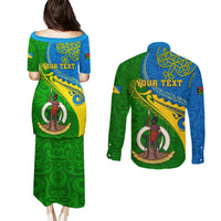 Personalized Malampa Day Couples Matching Puletasi Dress and Long Sleeve Button Shirts Sand Drawing Vanuatuan Pattern LT05 - Polynesian Pride