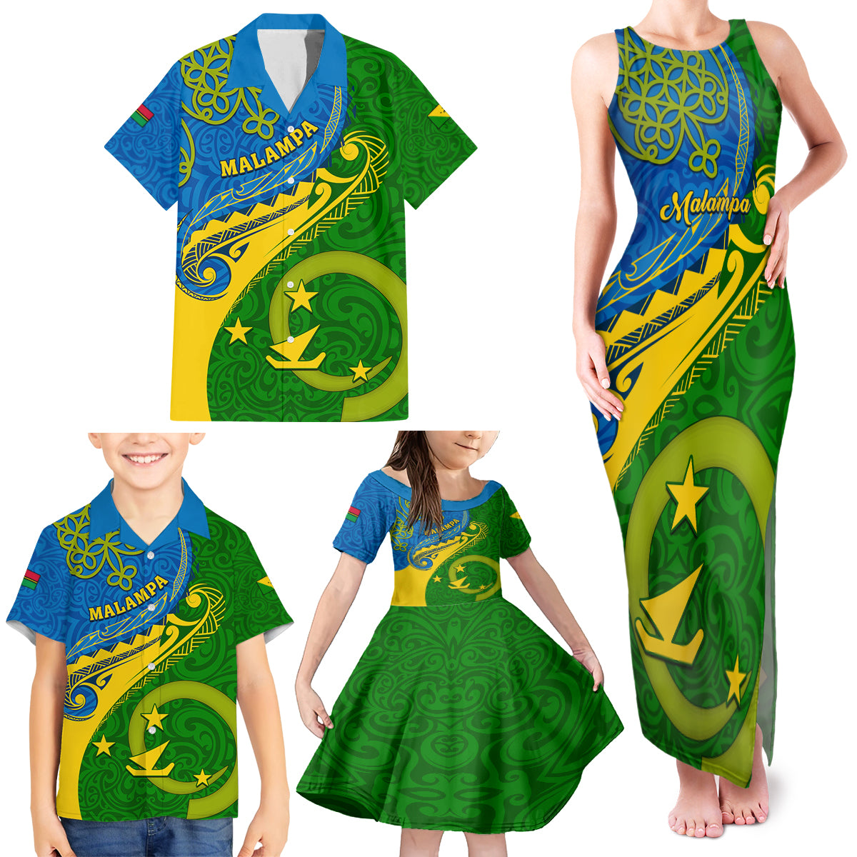 Personalized Malampa Day Family Matching Tank Maxi Dress and Hawaiian Shirt Sand Drawing Vanuatuan Pattern LT05 - Polynesian Pride