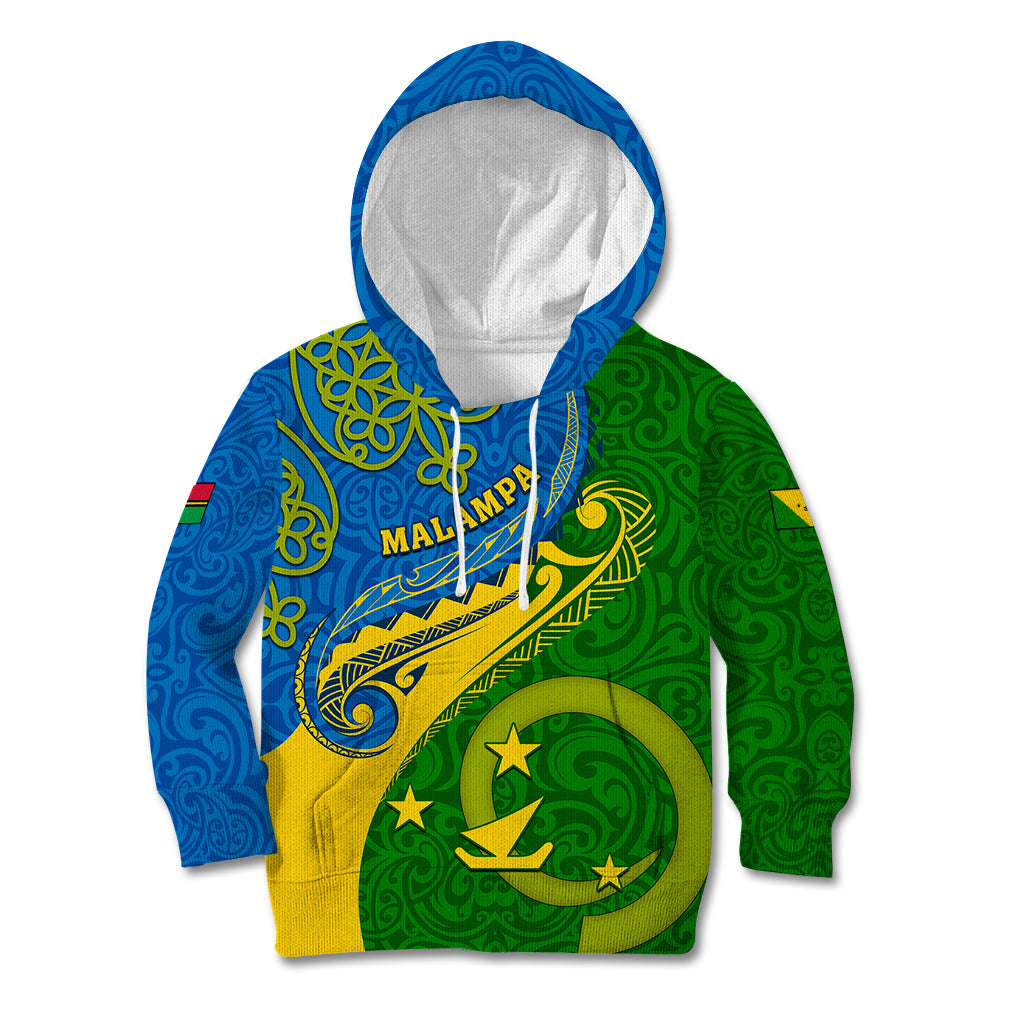 Personalized Malampa Day Kid Hoodie Sand Drawing Vanuatuan Pattern LT05 Hoodie Green - Polynesian Pride